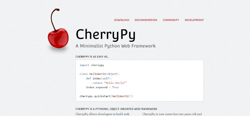 cherrypy_-_a_minimalist_python_web_framework The best Python frameworks you can use in web development