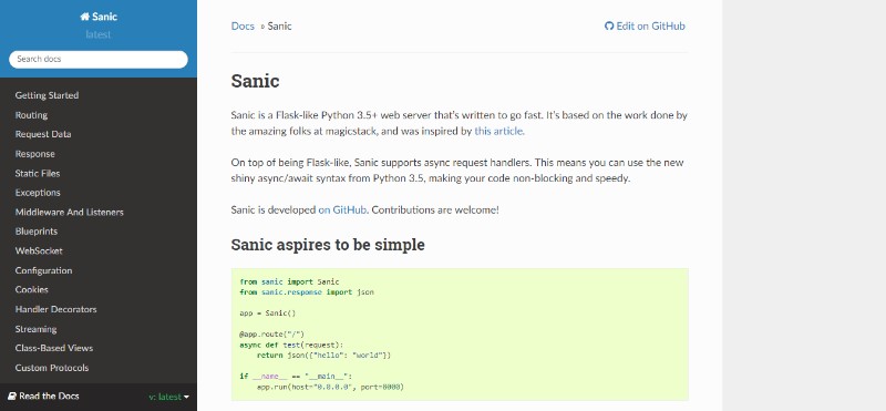 sanic_-_sanic_0_8_3_documentation The best Python frameworks you can use in web development