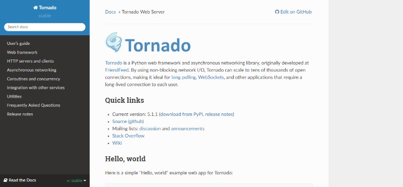 tornado_web_server_-_tornado_5_1_1_documentation The best Python frameworks you can use in web development