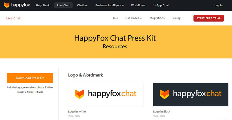 happyfox Impressive startup press kit examples to use as inspiration