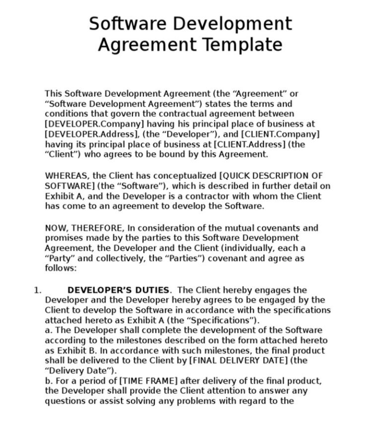 Get a good software development contract template from here