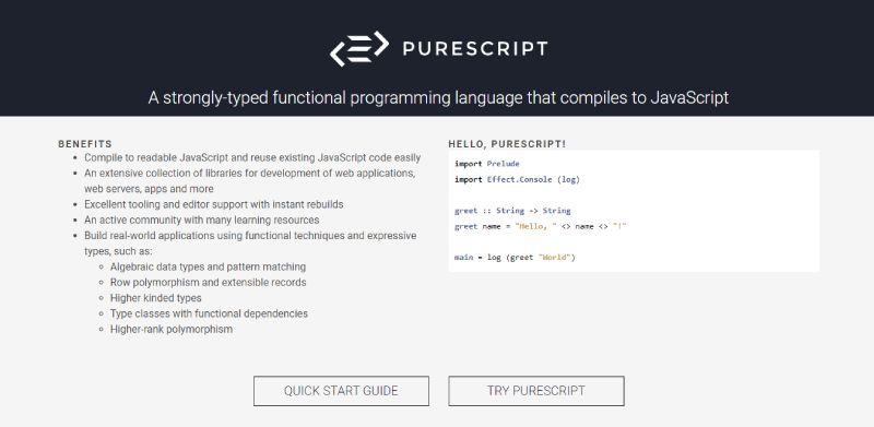 PureScript-2 19 JavaScript Alternatives That are Taking Over the Dev Scene