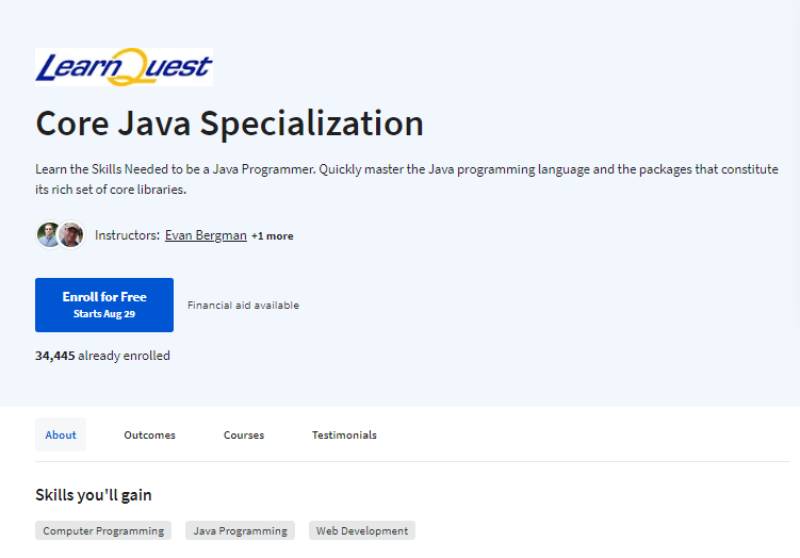 Core-Java-Specialization-from-Coursera Best Java Courses for Programming Mastery