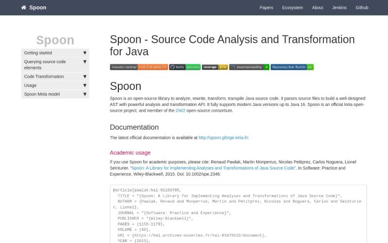 spoon.gforge.inria_.fr_ Code Quality Unlocked: The Best Java Static Code Analysis Tools