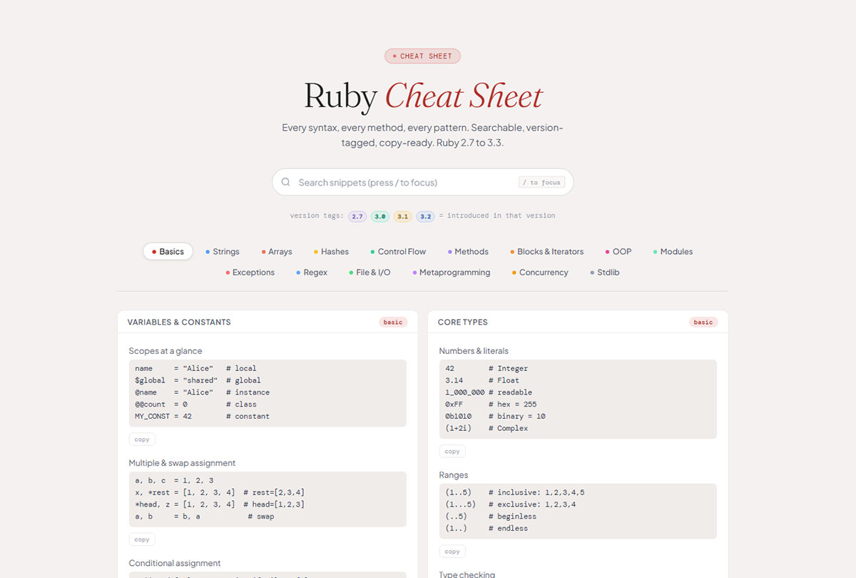 Ruby Cheat Sheet by TMS Outsource