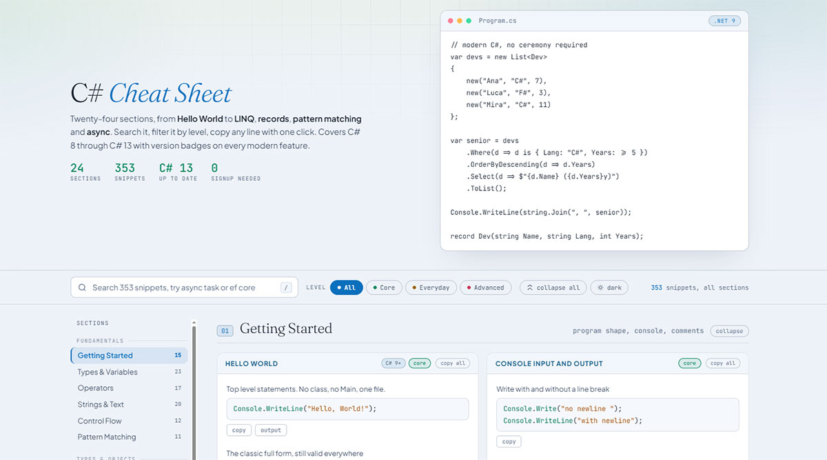 C# Cheat Sheet: Syntax, LINQ, Async & Records | TMS Outsource